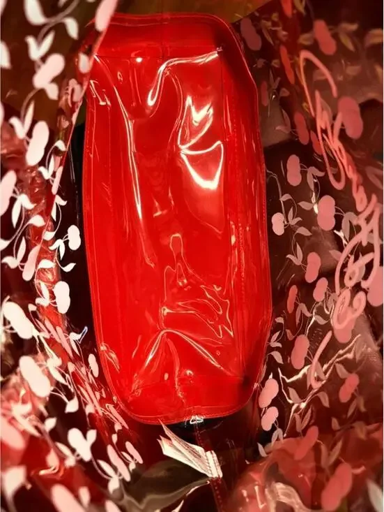 Ed Hardy Clear Cherry Tote Bag Large PVC Swim Beach Bag w Pouch NWT Y2K - Picture 8 of 9